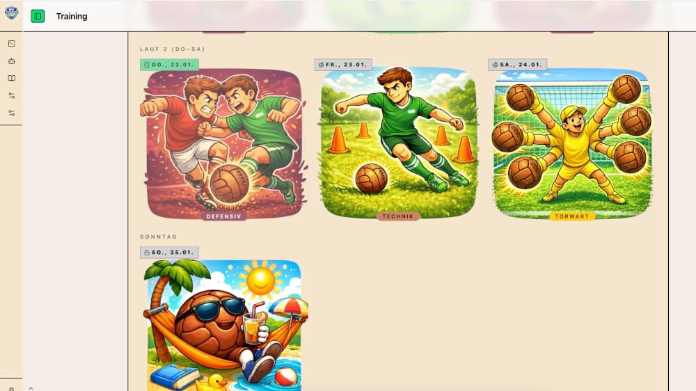 Training und Spielerentwicklung in Football Legacy